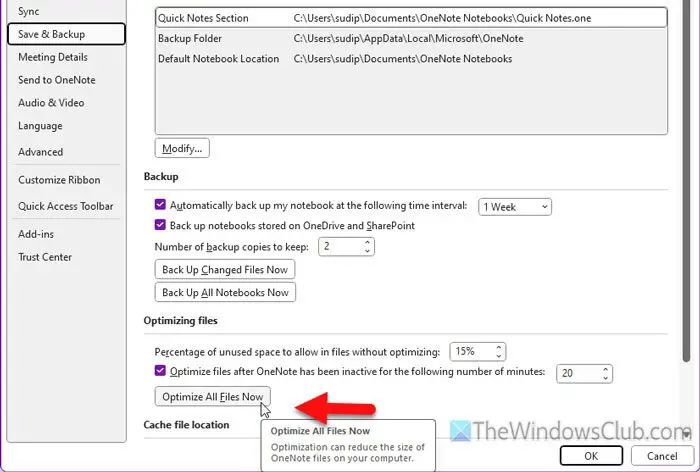 Fix OneNote You're out of disk space error