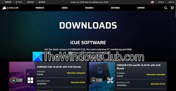 Download Corsair iCUE Software