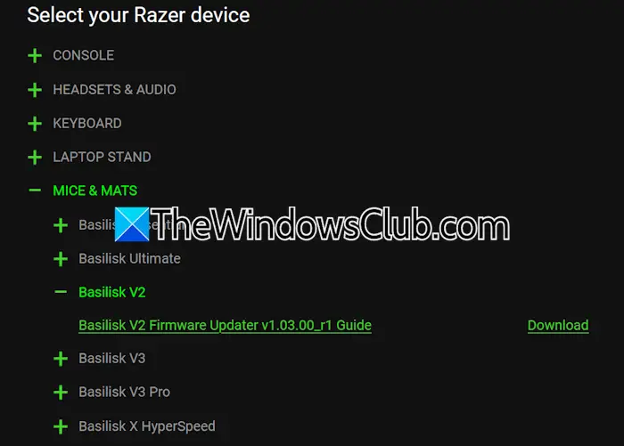 Download Razer mouse firmware