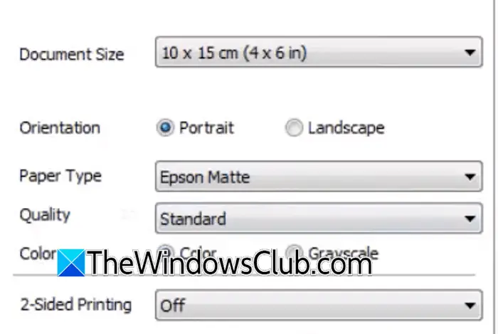 Epson Matte paper type