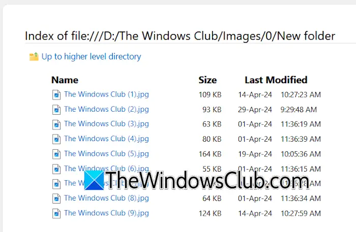 Open File Explorer directory in browser