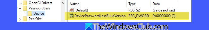 Passwordless Device key in RegEdit