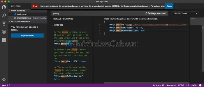 Proxy Settings VSCode