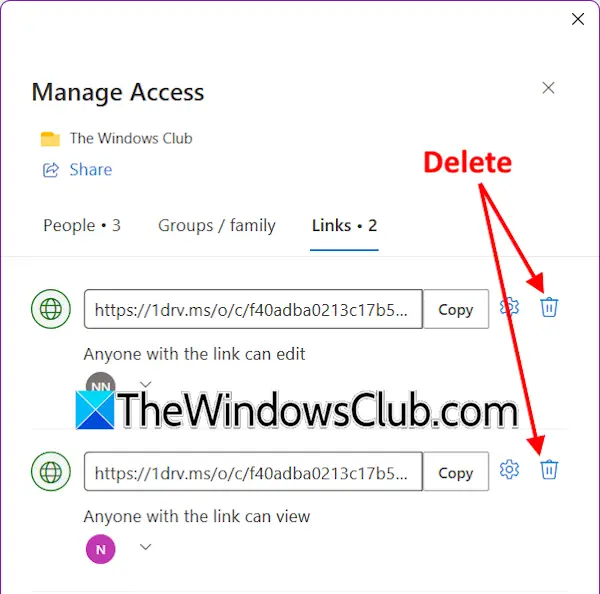 Remove user access from shared notebook