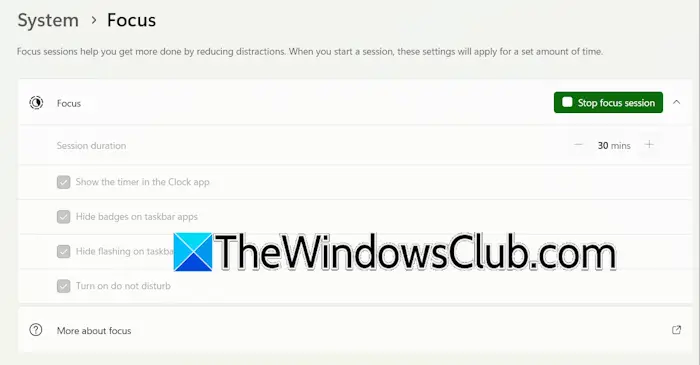 Stop Focus session in Windows 11