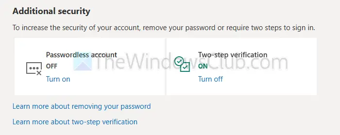 Turn off Two Factor Auth Online Microsoft Account