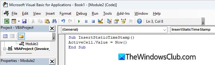 Using macro to insert dynamic timestamp