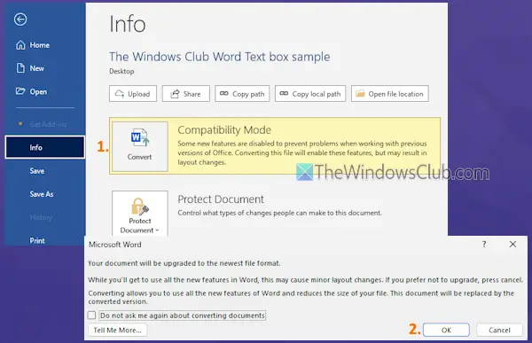 convert document to newer format