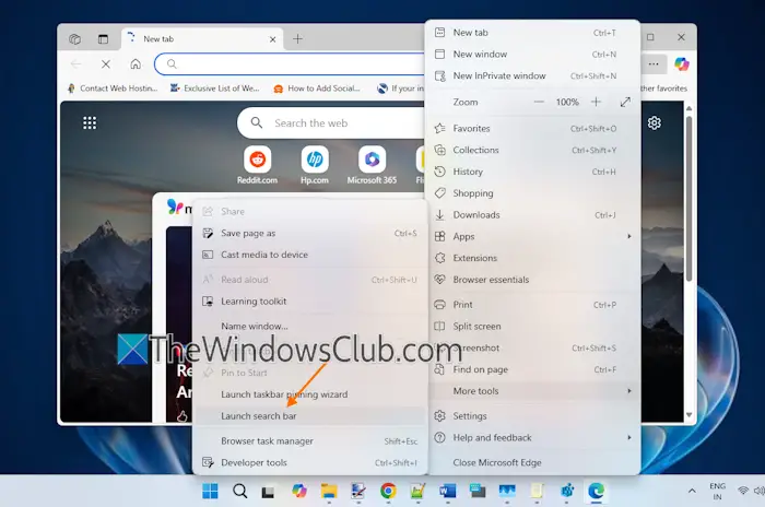 launch edge search bar windows 11