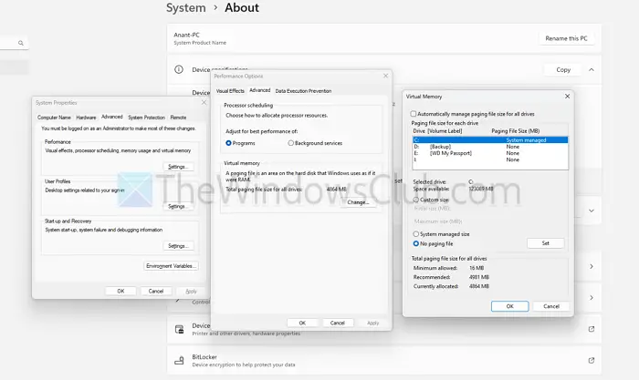 Change Page File Size in Windows PC