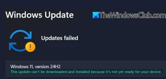 This update can’t be downloaded and installed because it’s not yet ready for your device