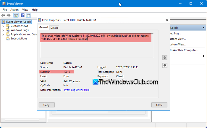 The server did not register with DCOM within the required timeout, Event ID 10010
