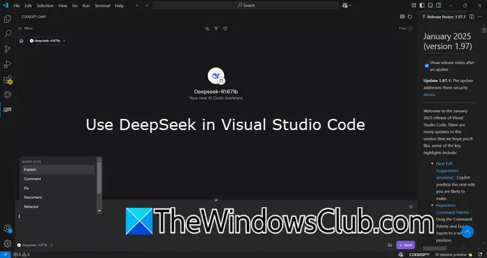 use Deepseek-R1 in Visual Studio Code