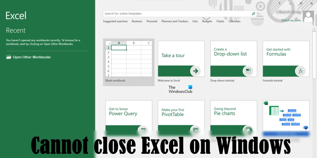 Не удается закрыть Excel в Windows